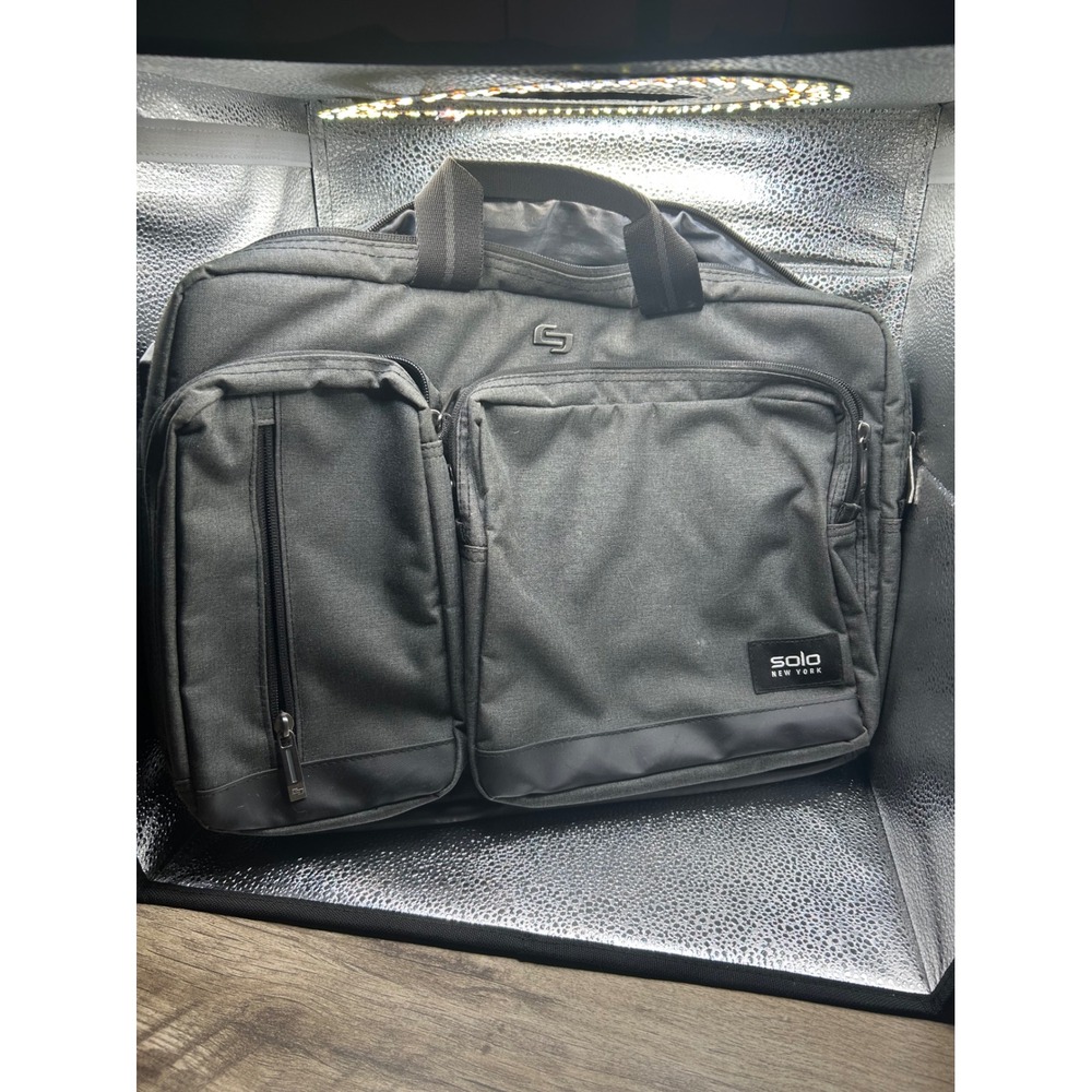 Solo New York Laptop Messenger Bag Gray Crossbody Briefcase Tablet Sleeve Pocket